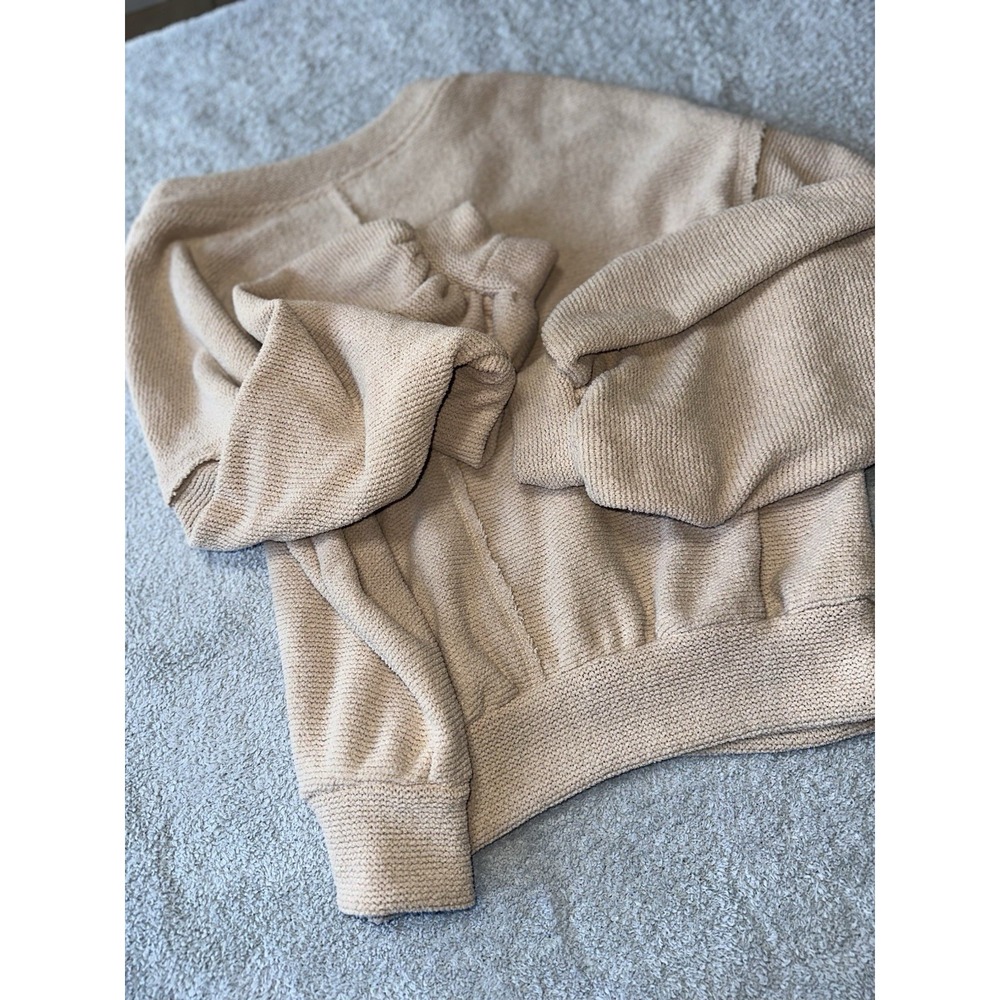 Woman's‎ Free People Beach Happy Pullover Sweatshirt Beige Size Large - Picture 9 of 14